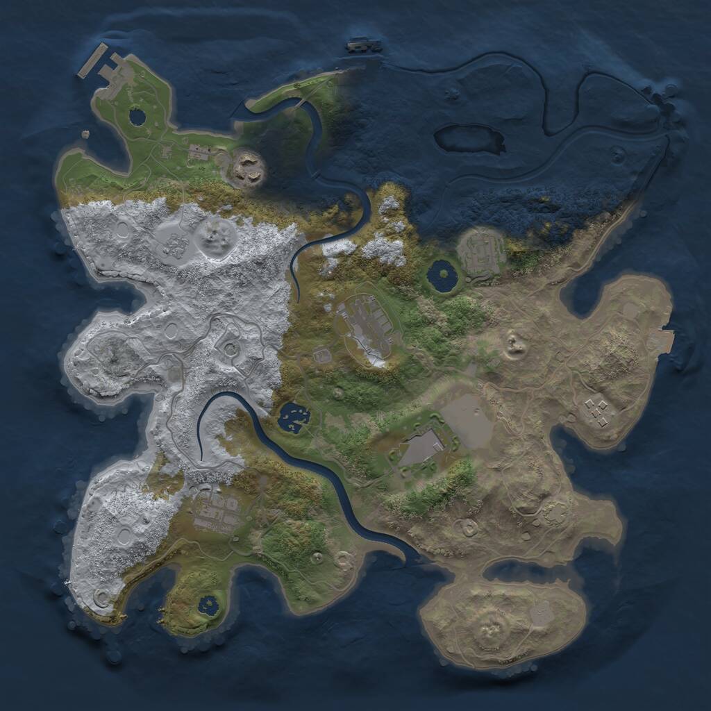 Rust Map: Procedural Map, Size: 3500, Seed: 1080528239, 13 Monuments
