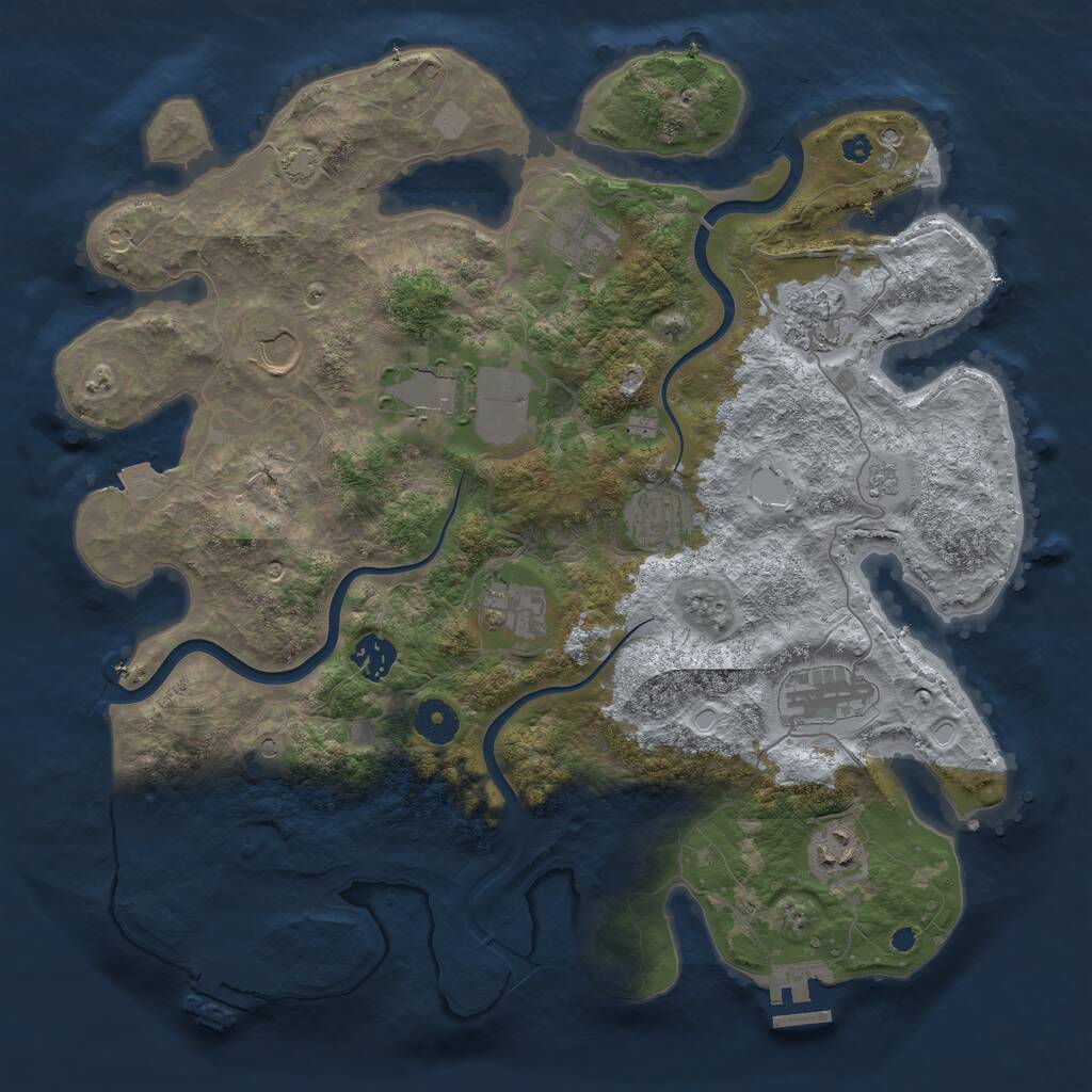 Rust Map: Procedural Map, Size: 3750, Seed: 2073207663, 15 Monuments
