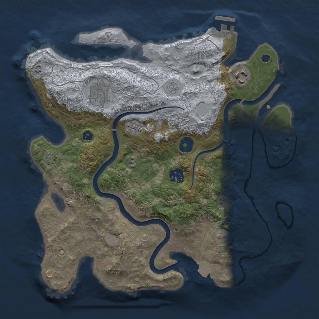 Rust Map: Procedural Map, Size: 3200, Seed: 1040175564, 9 Monuments