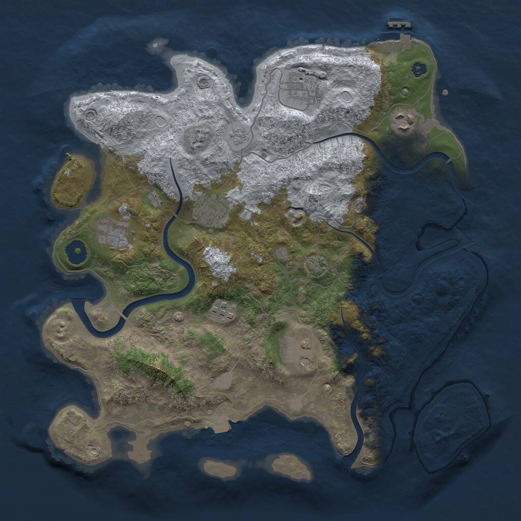 Rust Map: Procedural Map, Size: 3500, Seed: 96369467, 11 Monuments