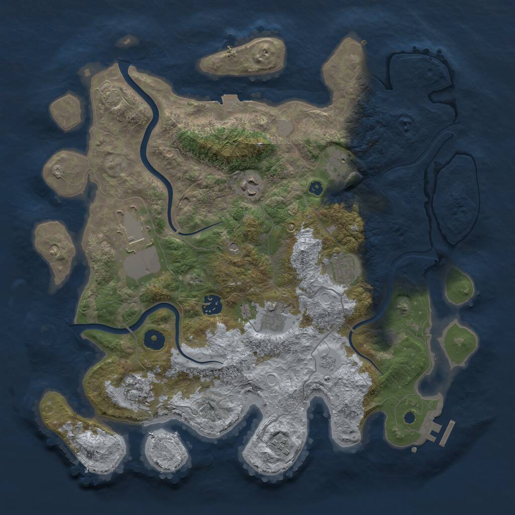Rust Map: Procedural Map, Size: 3750, Seed: 1994418895, 13 Monuments