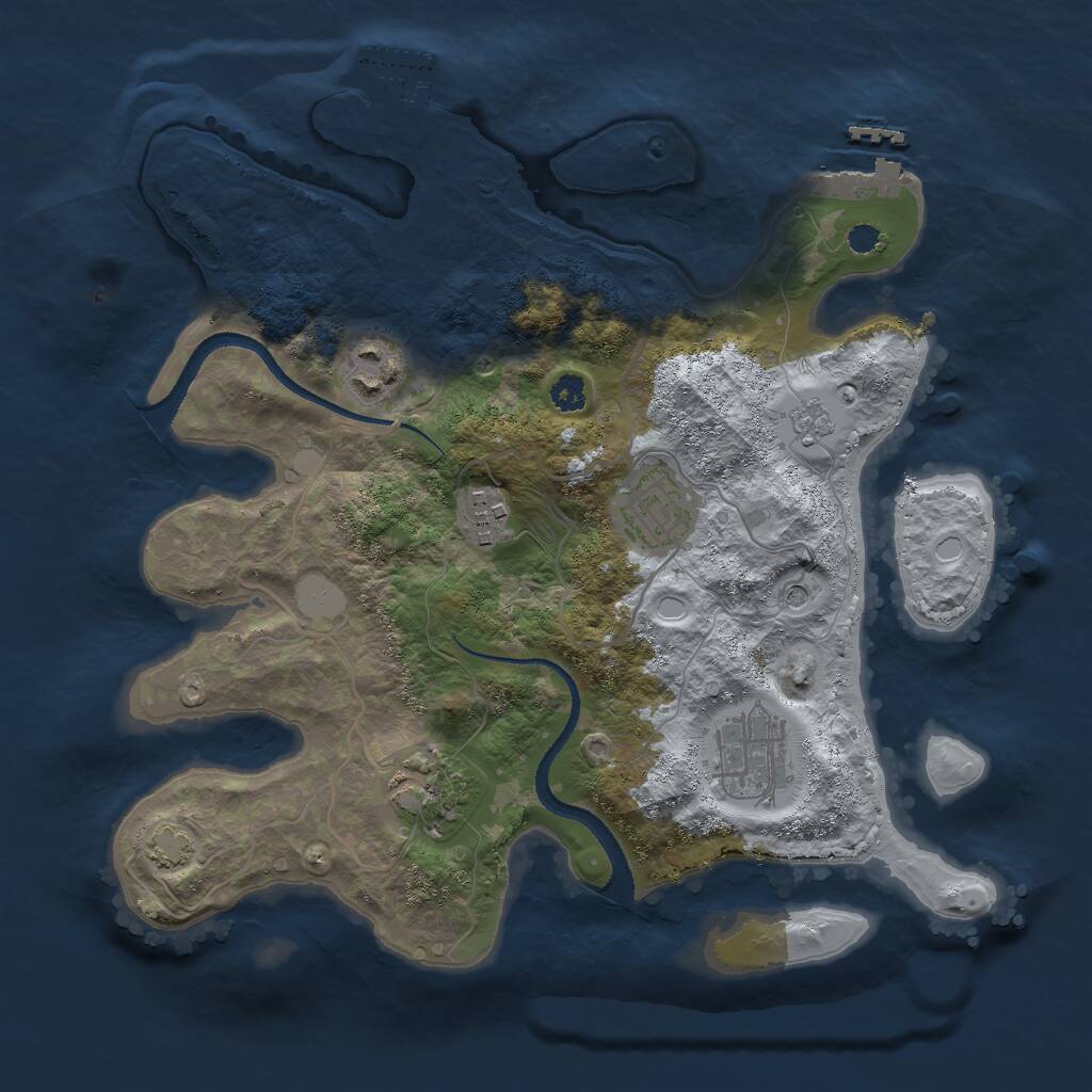 Rust Map: Procedural Map, Size: 3000, Seed: 1975010301, 11 Monuments