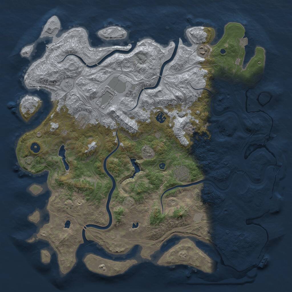 Rust Map: Procedural Map, Size: 4500, Seed: 998711, 12 Monuments