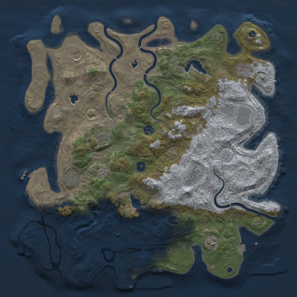 Rust Map: Procedural Map, Size: 4500, Seed: 902698394, 16 Monuments