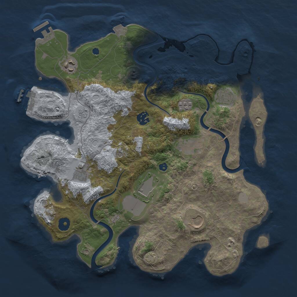 Rust Map: Procedural Map, Size: 3500, Seed: 1865484904, 14 Monuments