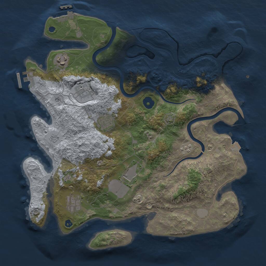 Rust Map: Procedural Map, Size: 3500, Seed: 931132474, 12 Monuments