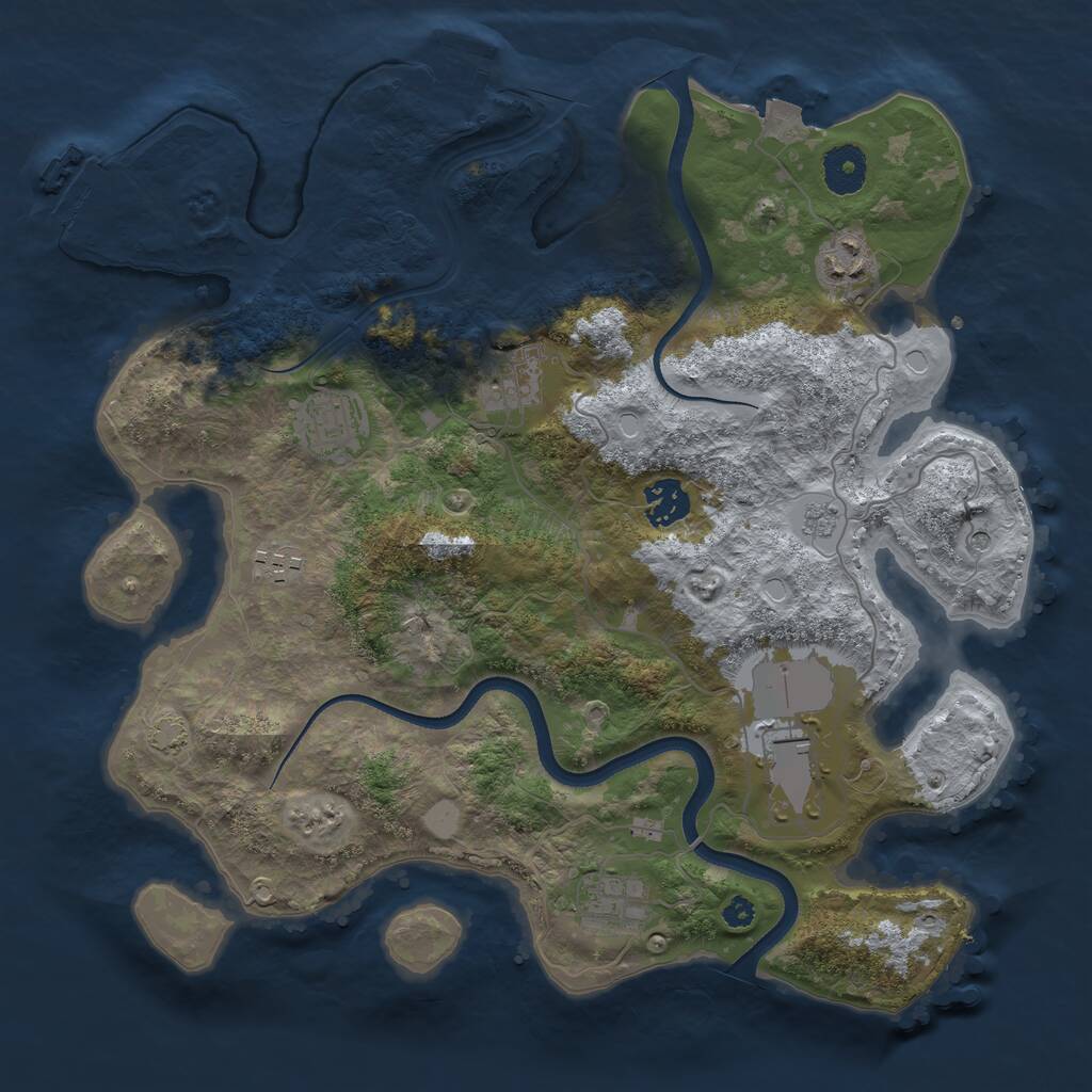 Rust Map: Procedural Map, Size: 3500, Seed: 2097320105, 13 Monuments