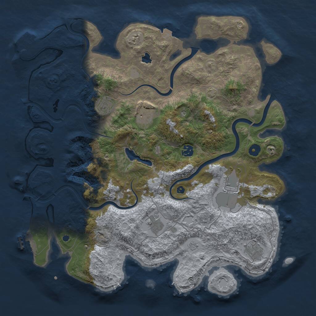Rust Map: Procedural Map, Size: 4000, Seed: 2049427, 12 Monuments