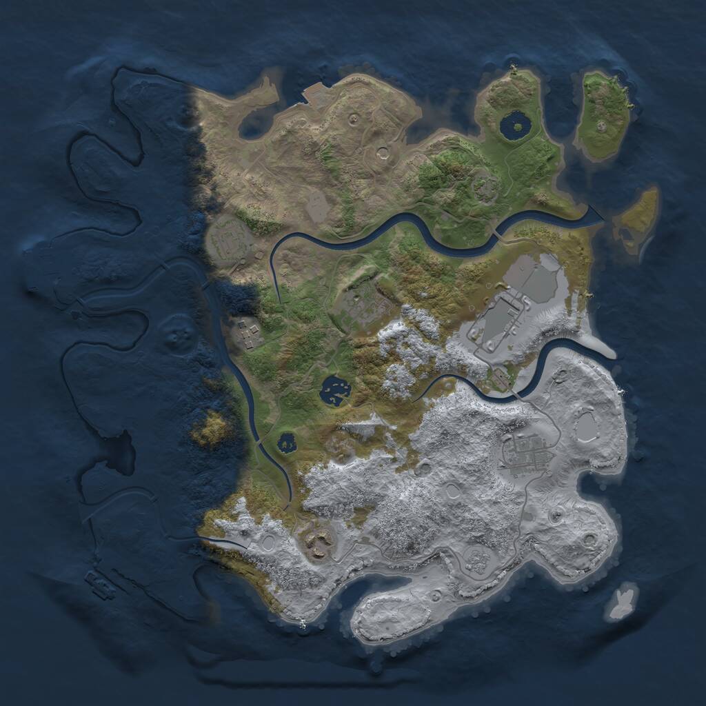 Rust Map: Procedural Map, Size: 3600, Seed: 76726472, 13 Monuments