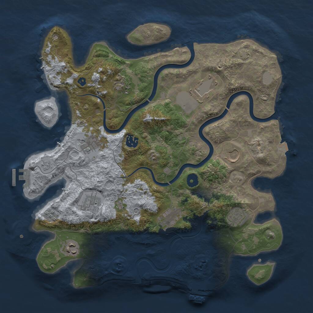 Rust Map: Procedural Map, Size: 3700, Seed: 562626158, 16 Monuments
