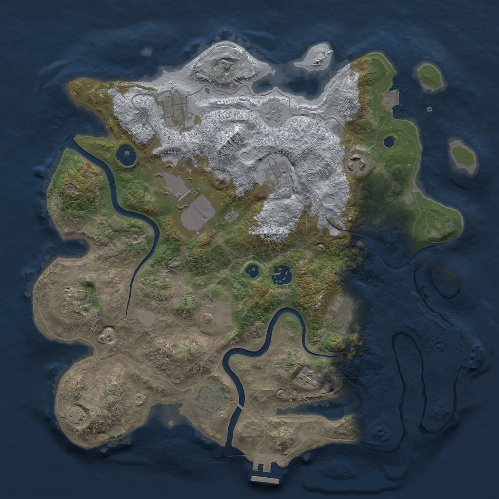 Rust Map: Procedural Map, Size: 3700, Seed: 455715369, 15 Monuments