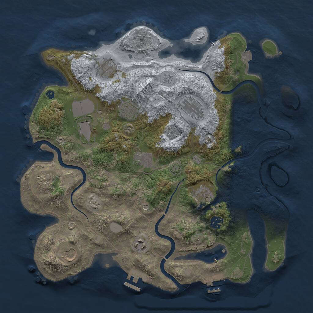 Rust Map: Procedural Map, Size: 3700, Seed: 455715369, 17 Monuments