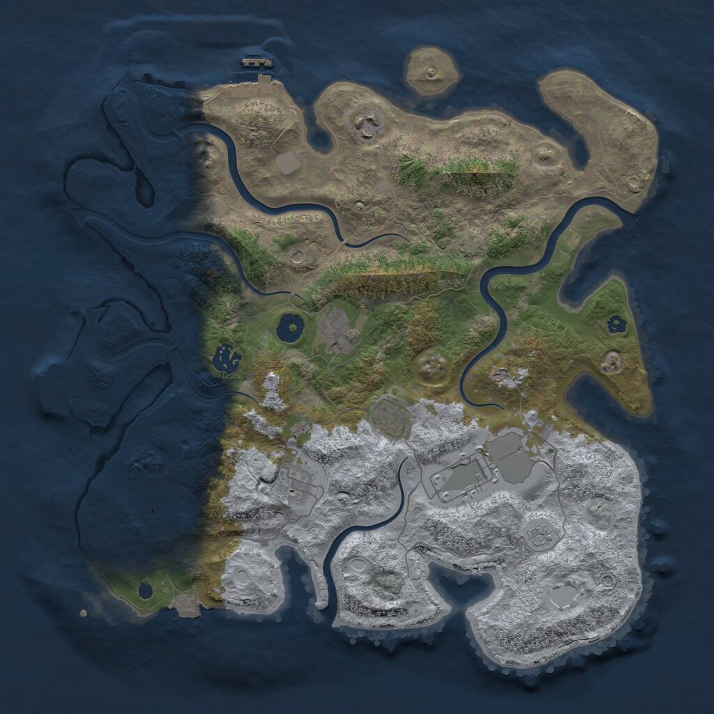 Rust Map: Procedural Map, Size: 3800, Seed: 10246866, 12 Monuments