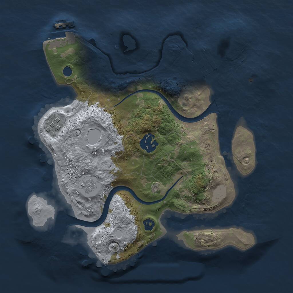 Rust Map: Procedural Map, Size: 2500, Seed: 47321208, 6 Monuments