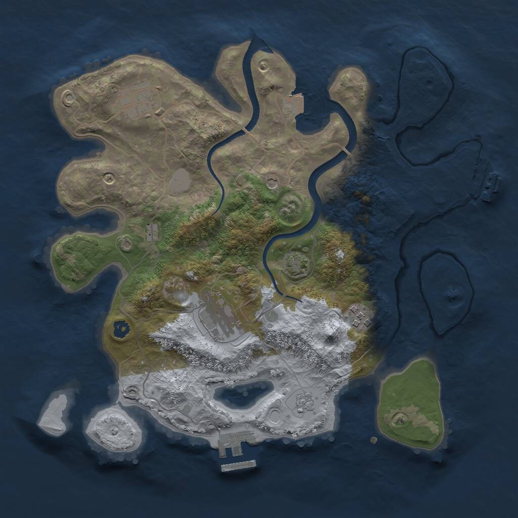 Rust Map: Procedural Map, Size: 3000, Seed: 1633106252, 9 Monuments