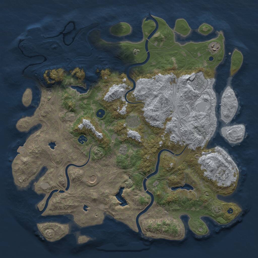 Rust Map: Procedural Map, Size: 4500, Seed: 563076579, 12 Monuments