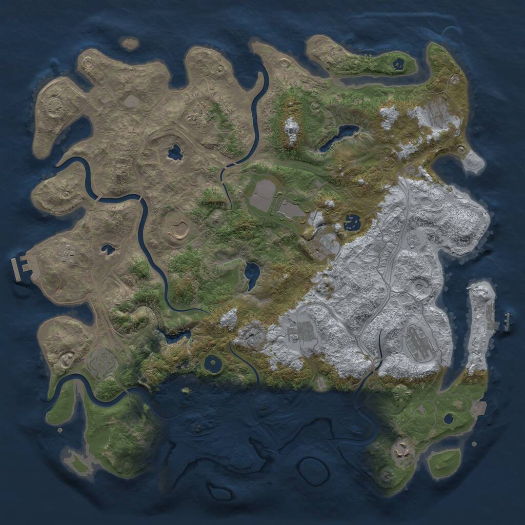 Rust Map: Procedural Map, Size: 4500, Seed: 1040798916, 17 Monuments