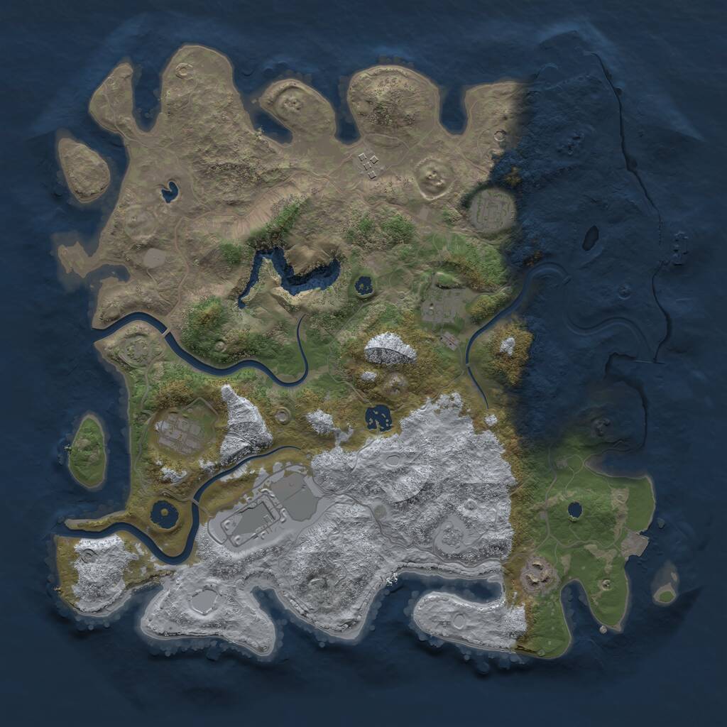 Rust Map: Procedural Map, Size: 4000, Seed: 953561, 13 Monuments