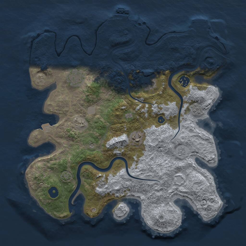 Rust Map: Procedural Map, Size: 3500, Seed: 1878400276, 11 Monuments