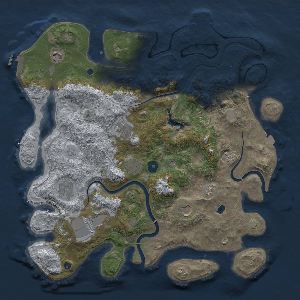 Rust Map: Procedural Map, Size: 4000, Seed: 539441296, 13 Monuments