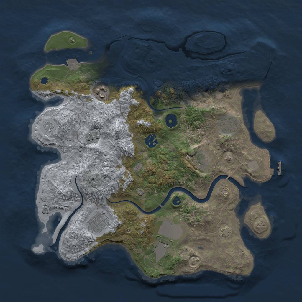 Rust Map: Procedural Map, Size: 3500, Seed: 81422, 13 Monuments