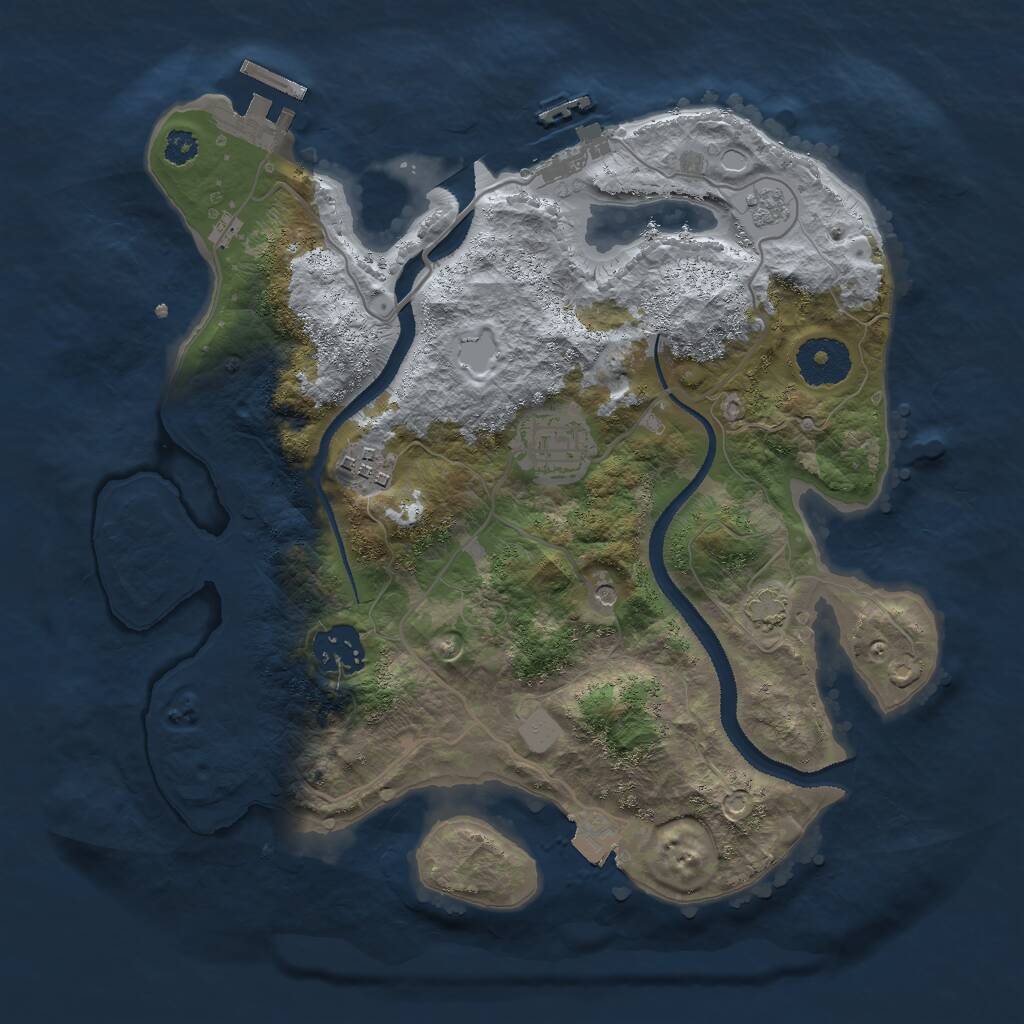 Rust Map: Procedural Map, Size: 3000, Seed: 960897777, 9 Monuments