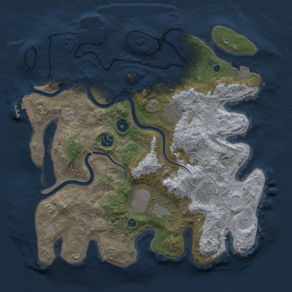 Rust Map: Procedural Map, Size: 3500, Seed: 2033694635, 11 Monuments