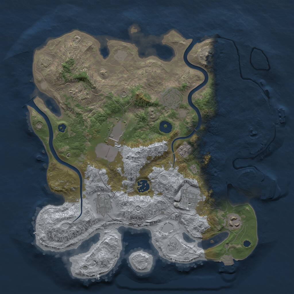 Rust Map: Procedural Map, Size: 3500, Seed: 1578993424, 14 Monuments