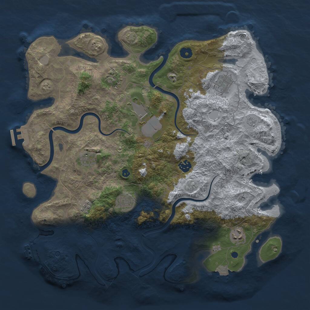 Rust Map: Procedural Map, Size: 3900, Seed: 1259406805, 14 Monuments