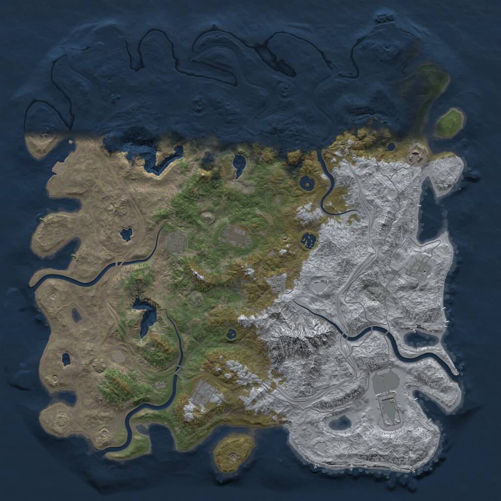 Rust Map: Procedural Map, Size: 5000, Seed: 213857, 14 Monuments