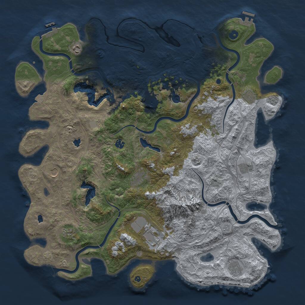 Rust Map: Procedural Map, Size: 5000, Seed: 213857, 17 Monuments