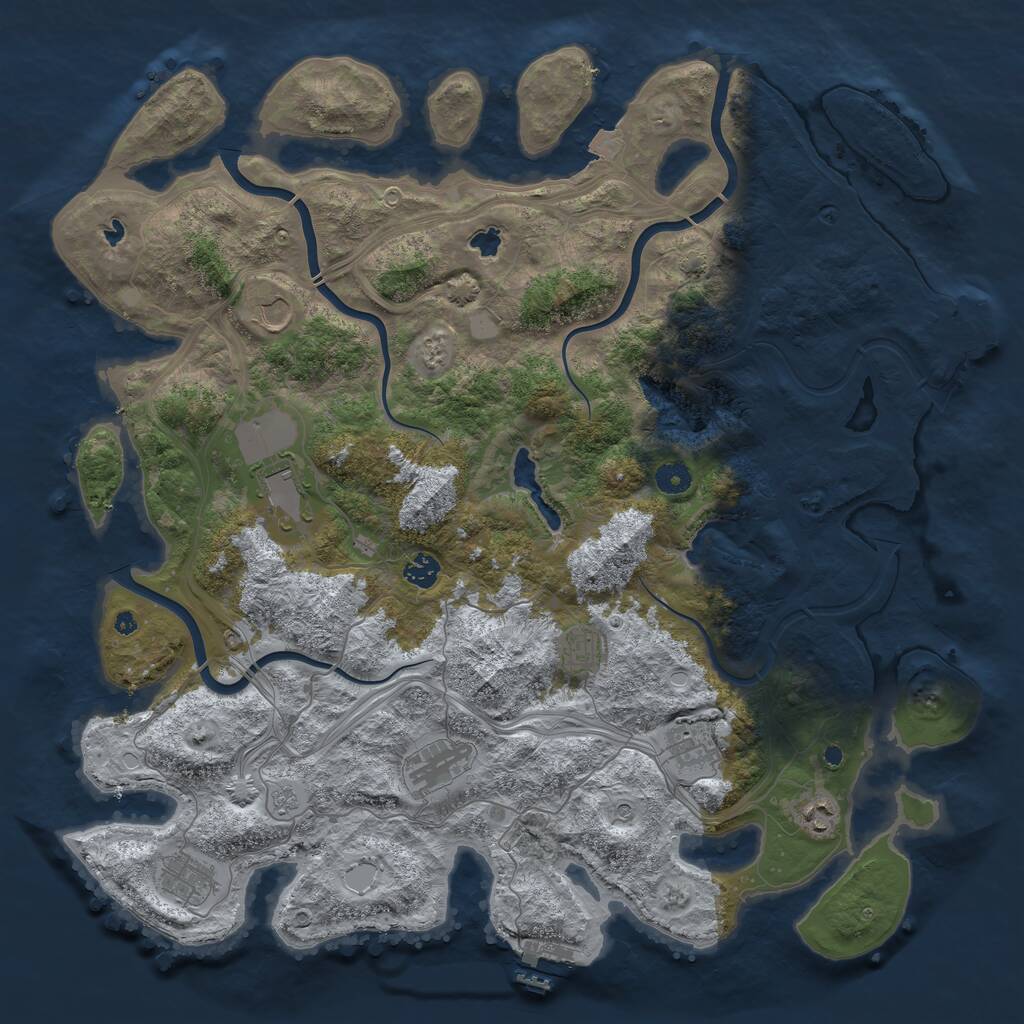 Rust Map: Procedural Map, Size: 4500, Seed: 991598385, 14 Monuments