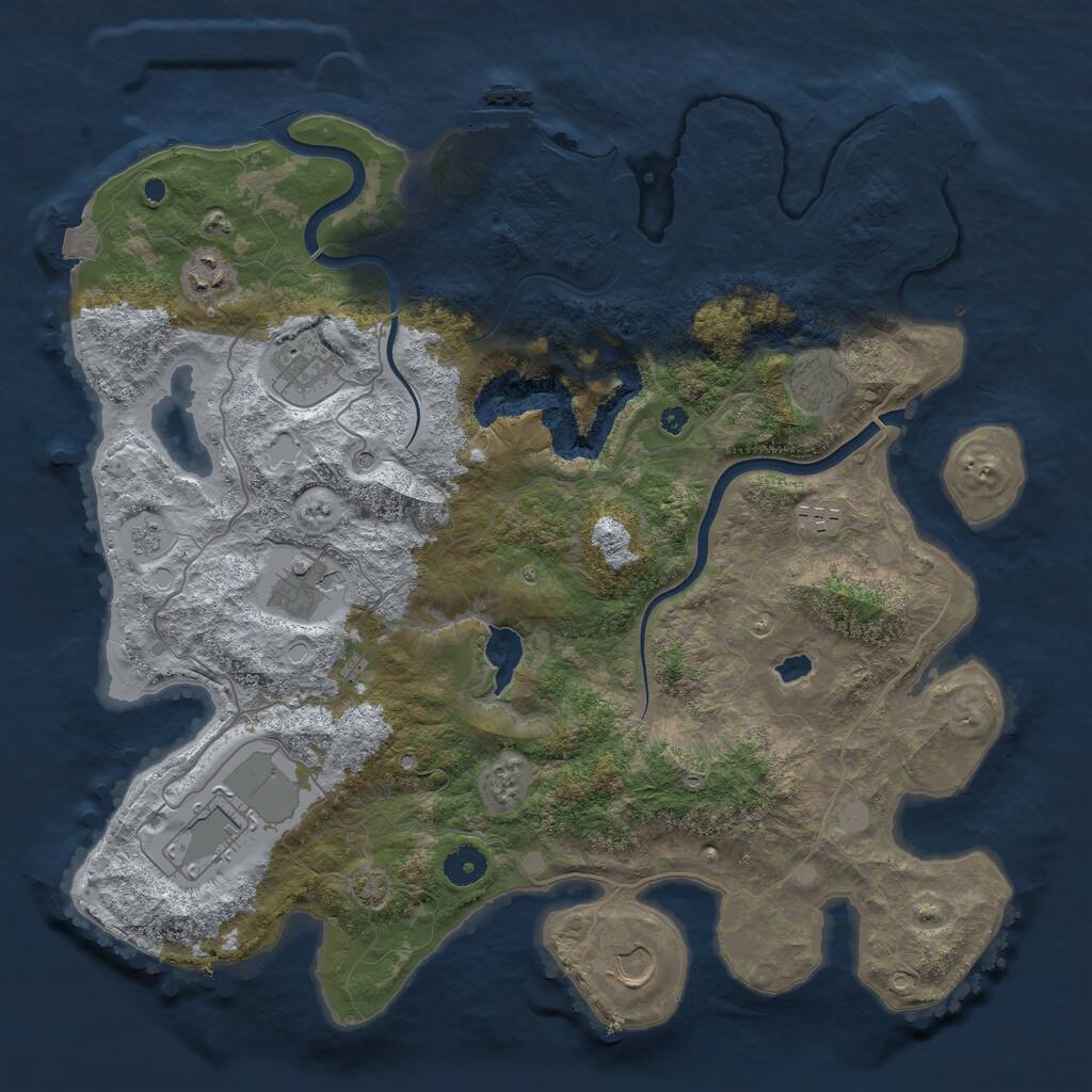 Rust Map: Procedural Map, Size: 4000, Seed: 75869734, 13 Monuments