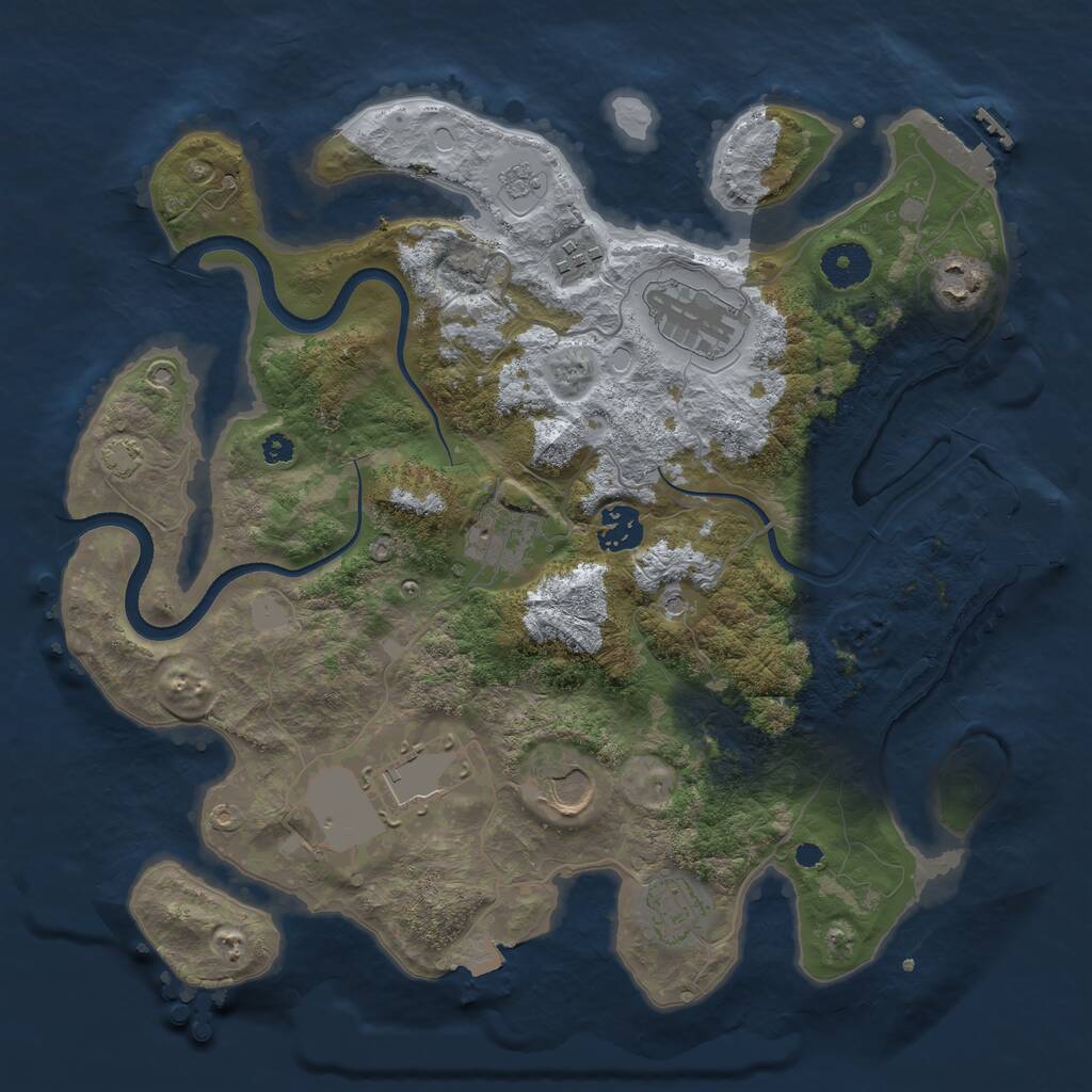 Rust Map: Procedural Map, Size: 3500, Seed: 1133252798, 14 Monuments