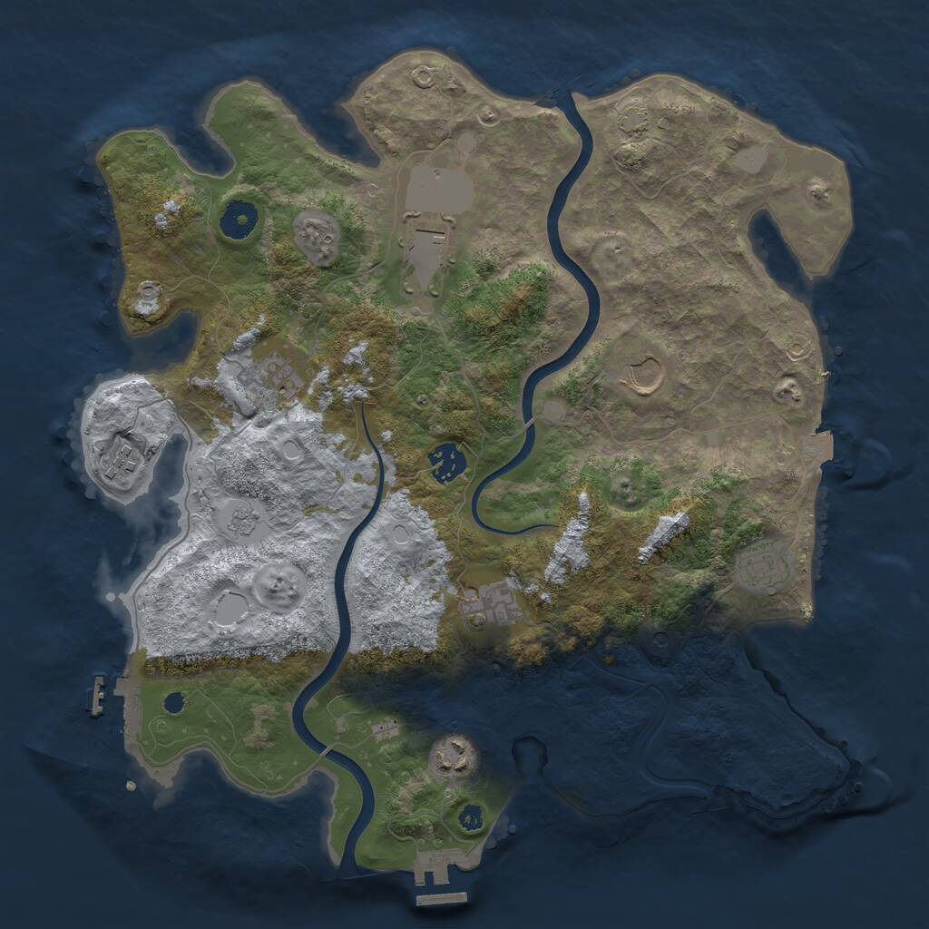 Rust Map: Procedural Map, Size: 3700, Seed: 758028615, 14 Monuments