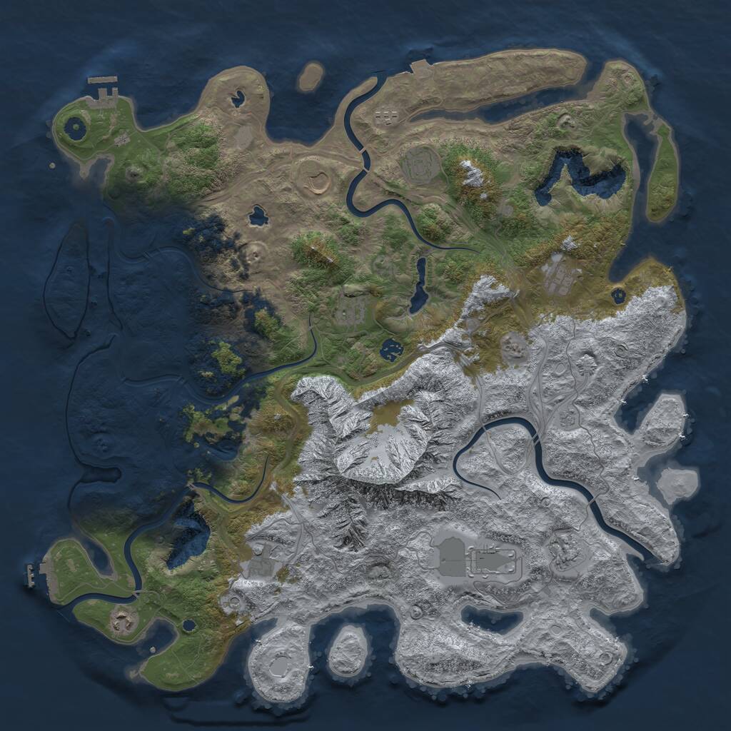 Rust Map: Procedural Map, Size: 5000, Seed: 1965549843, 16 Monuments