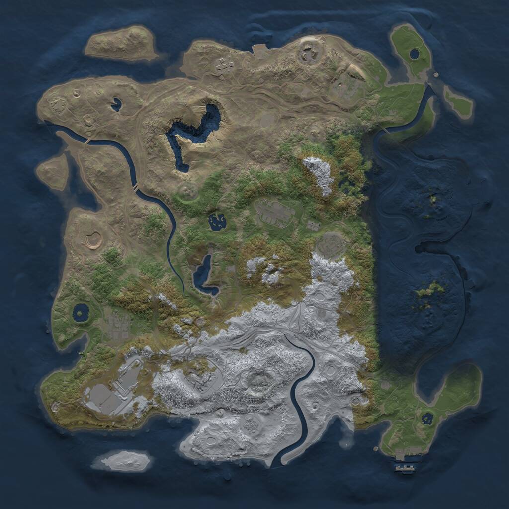 Rust Map: Procedural Map, Size: 4250, Seed: 1860442452, 16 Monuments