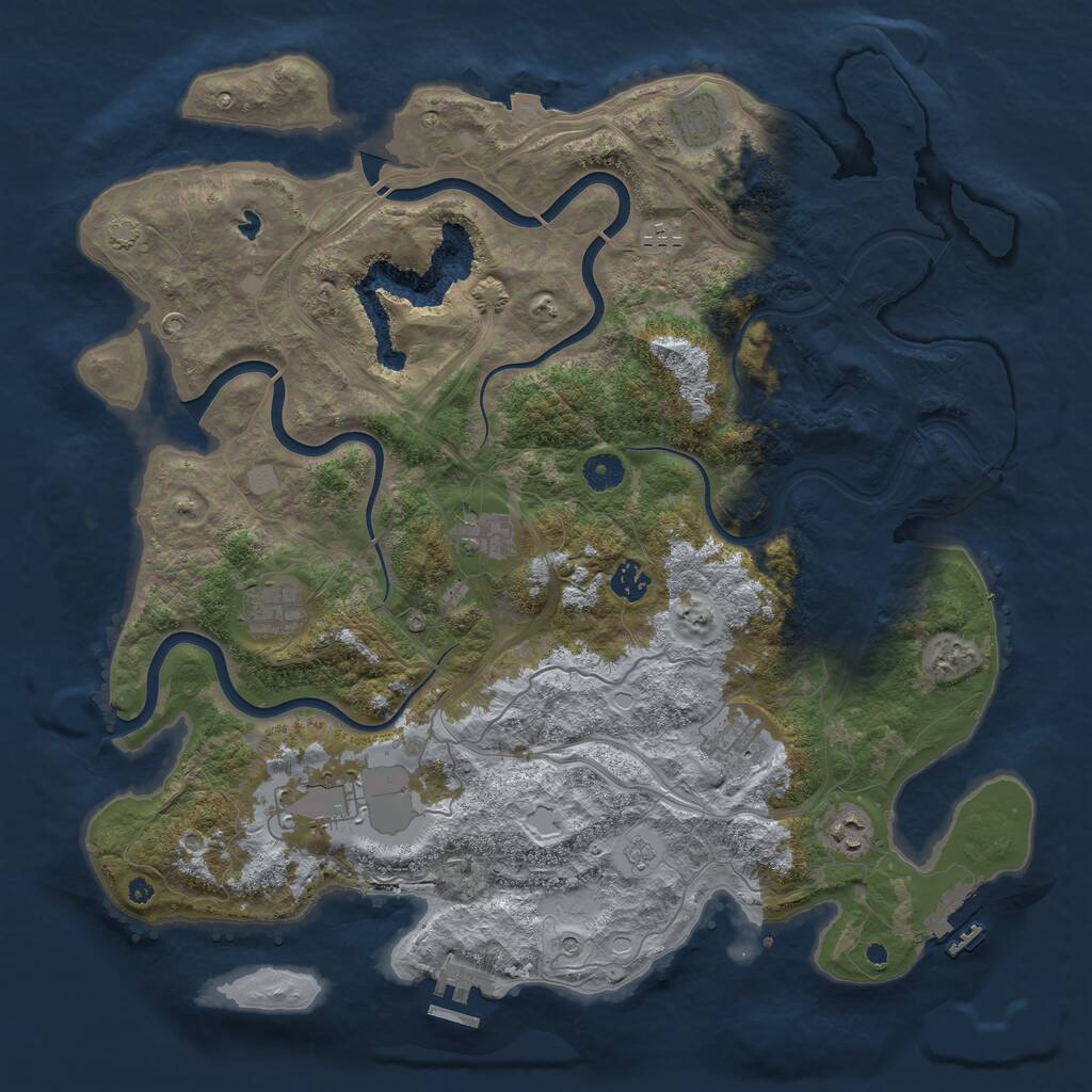 Rust Map: Procedural Map, Size: 4250, Seed: 1860442452, 14 Monuments