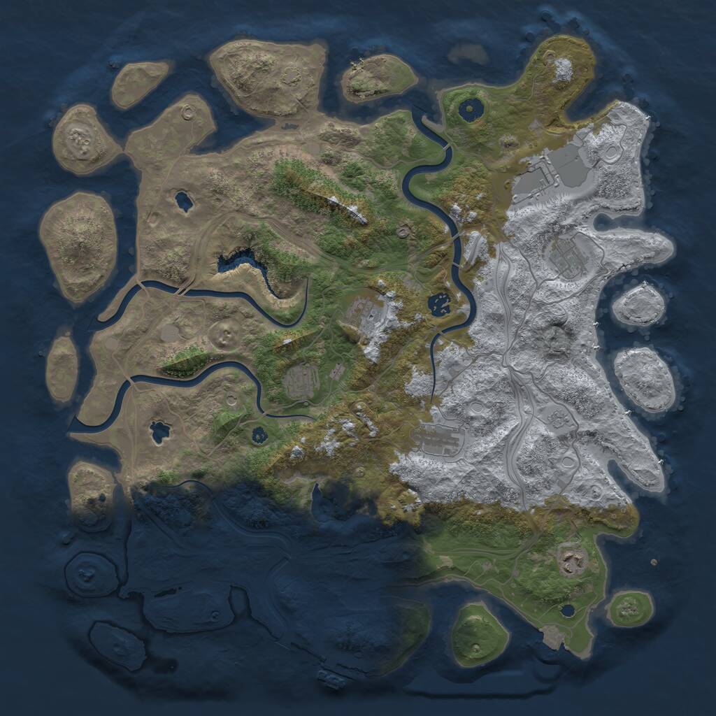 Rust Map: Procedural Map, Size: 4500, Seed: 412536, 12 Monuments