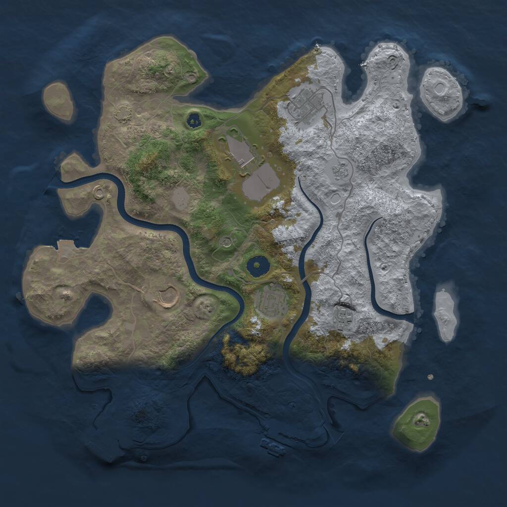 Rust Map: Procedural Map, Size: 3500, Seed: 95031, 11 Monuments
