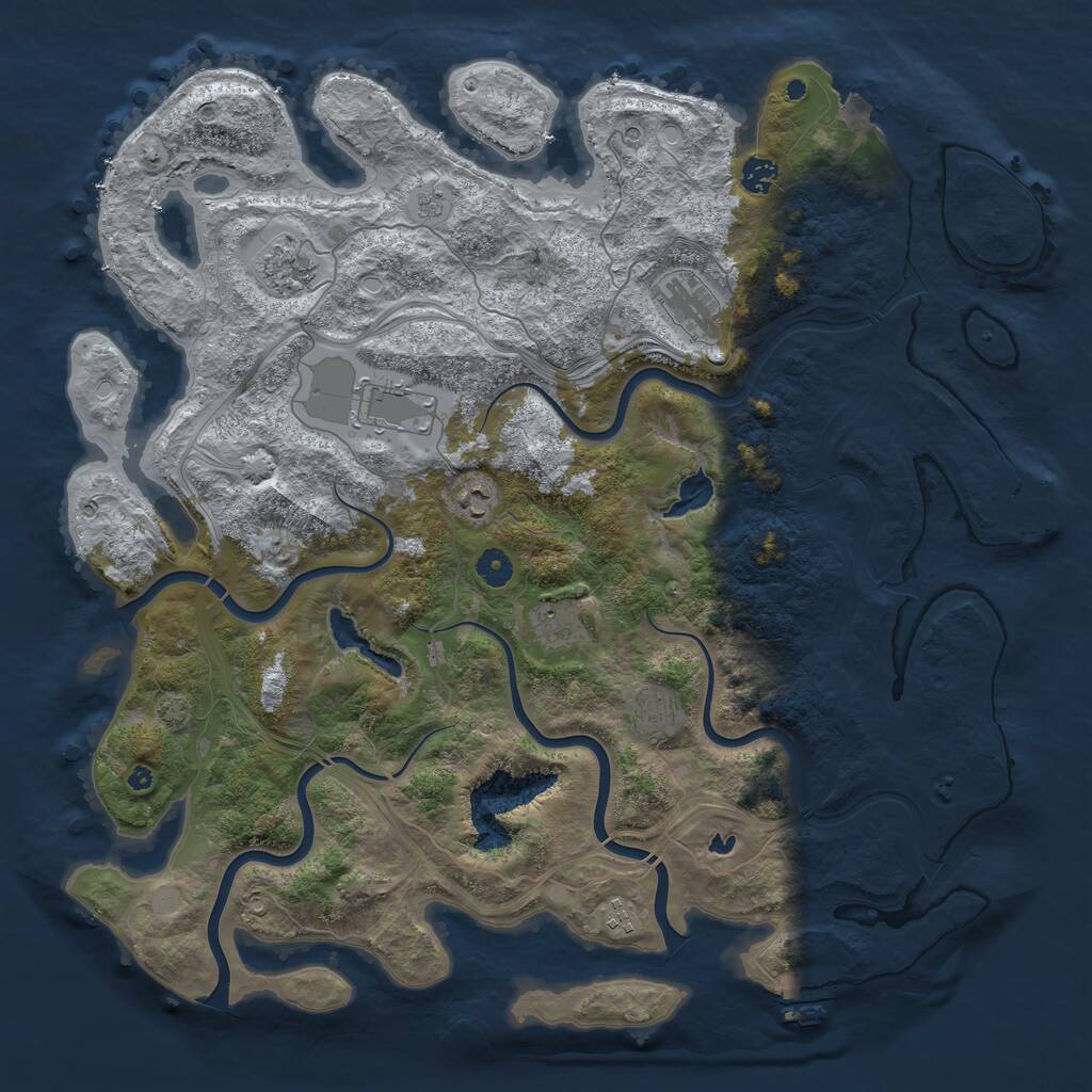 Rust Map: Procedural Map, Size: 4500, Seed: 1639146826, 14 Monuments