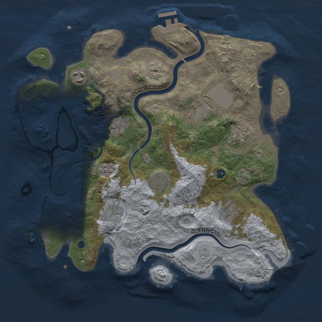 Rust Map: Procedural Map, Size: 3500, Seed: 891213258, 14 Monuments