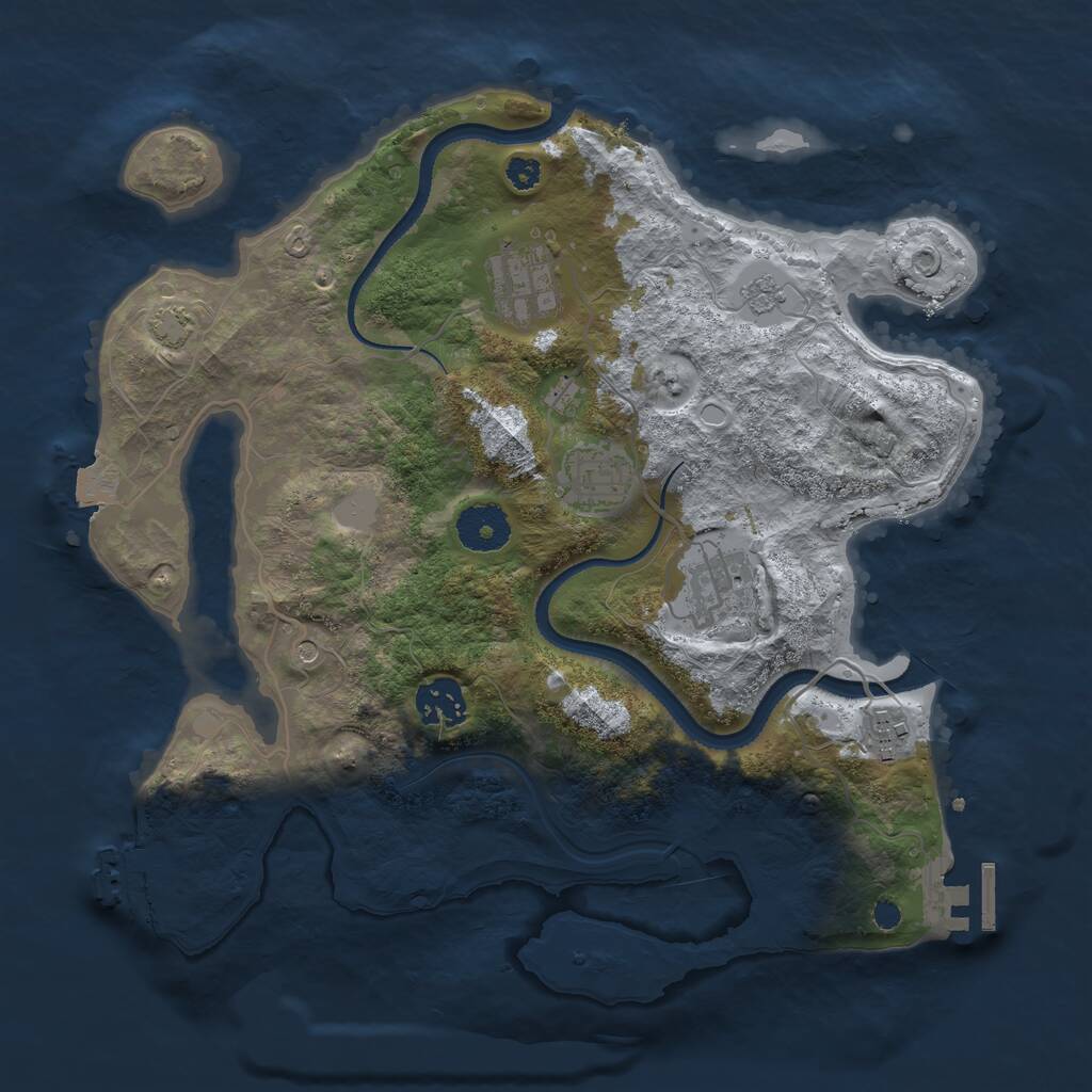 Rust Map: Procedural Map, Size: 3250, Seed: 370632711, 11 Monuments