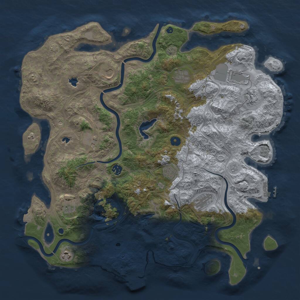 Rust Map: Procedural Map, Size: 4500, Seed: 719186293, 17 Monuments