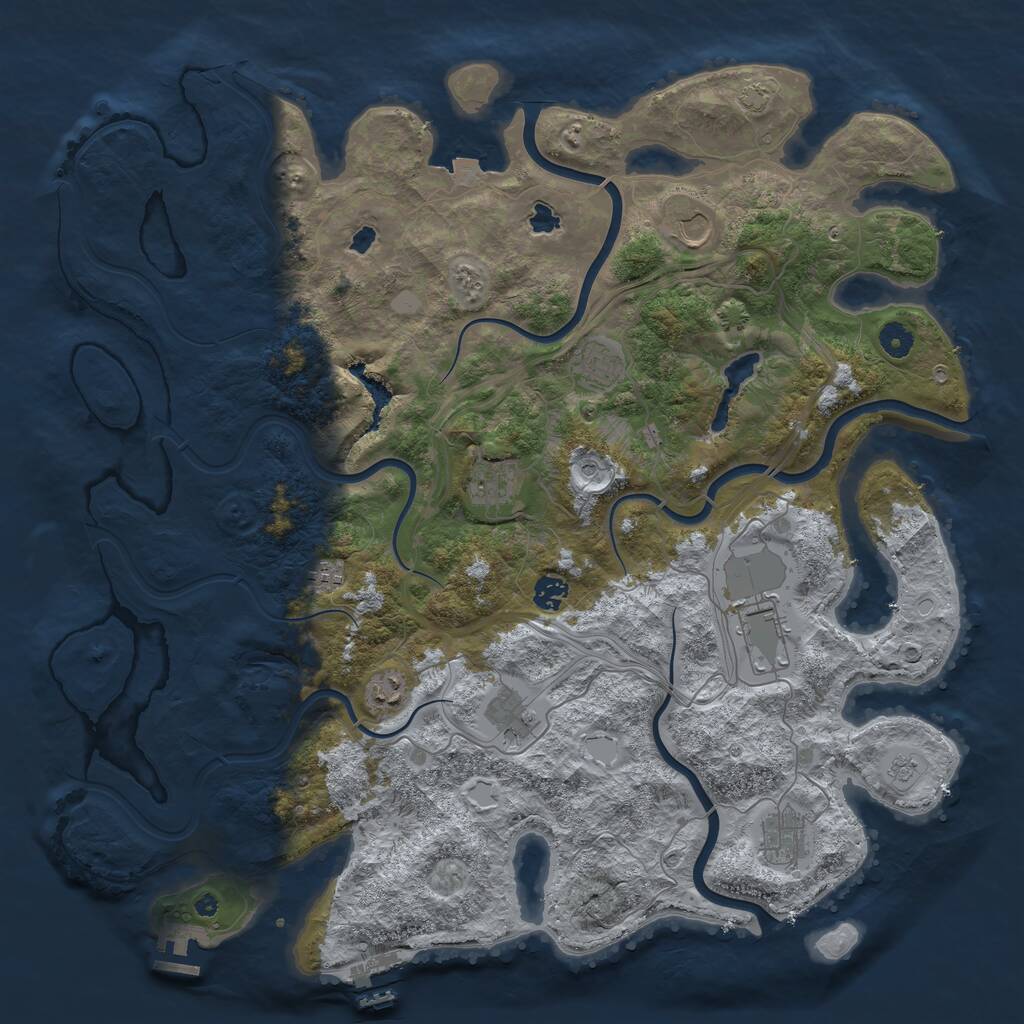Rust Map: Procedural Map, Size: 4500, Seed: 1228793577, 15 Monuments