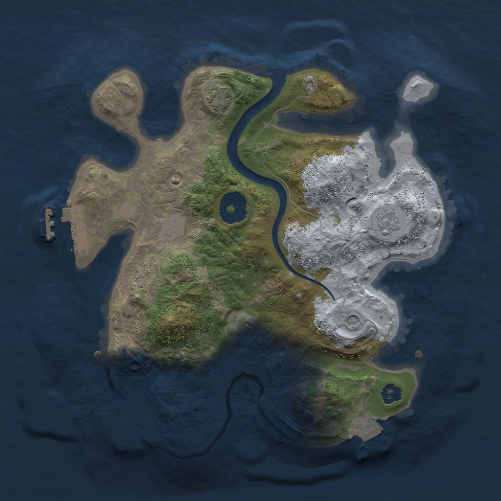 Rust Map: Procedural Map, Size: 2500, Seed: 573789, 6 Monuments