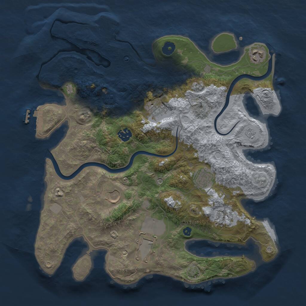 Rust Map: Procedural Map, Size: 3500, Seed: 431554101, 14 Monuments