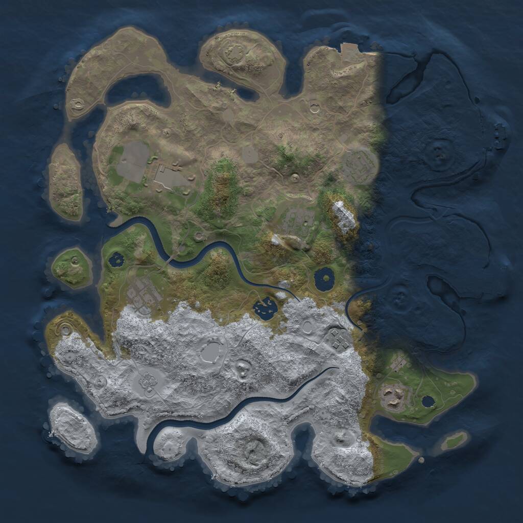 Rust Map: Procedural Map, Size: 3500, Seed: 1371959884, 13 Monuments