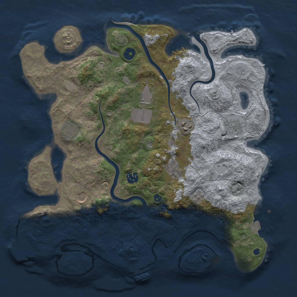 Rust Map: Procedural Map, Size: 3750, Seed: 41578, 14 Monuments