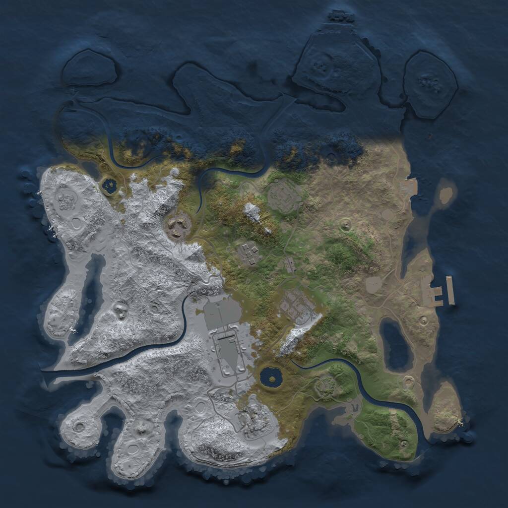 Rust Map: Procedural Map, Size: 3500, Seed: 24795, 12 Monuments